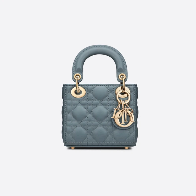 1 interio Christian Dior Micro Lady Dior Bag Cloud Blue Cannage Lambskin