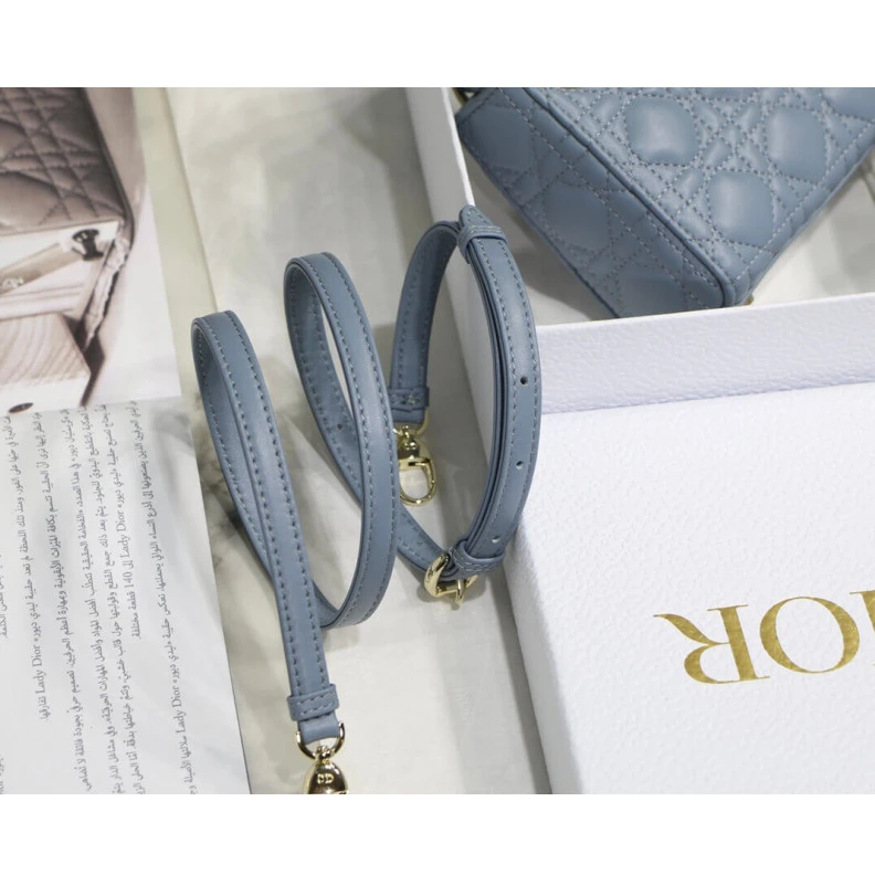 Replica bags 1 interio Christian Dior Micro Lady Dior Bag Cloud Blue Cannage Lambskin