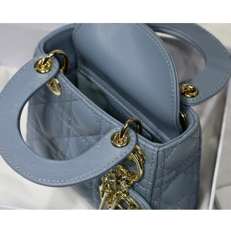 Replica bags 1 interio Christian Dior Micro Lady Dior Bag Cloud Blue Cannage Lambskin