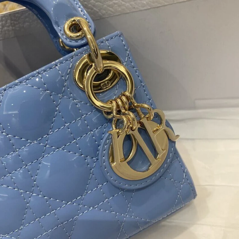 Louis vuitton locations 'D.I.O.R. Christian Dior Micro Lady Dior Bag Cornflower Blue Patent Cannage Calfskin