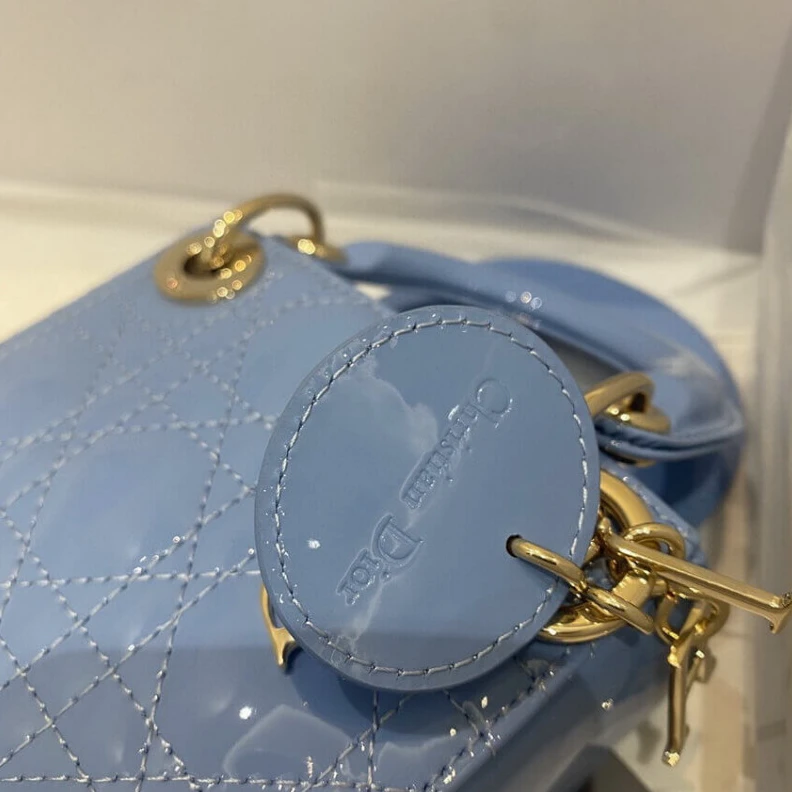 Louis vuitton locations 'D.I.O.R. Christian Dior Micro Lady Dior Bag Cornflower Blue Patent Cannage Calfskin
