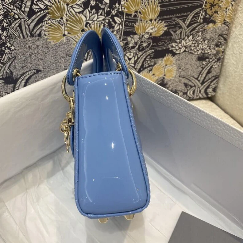 Louis vuitton locations 'D.I.O.R. Christian Dior Micro Lady Dior Bag Cornflower Blue Patent Cannage Calfskin