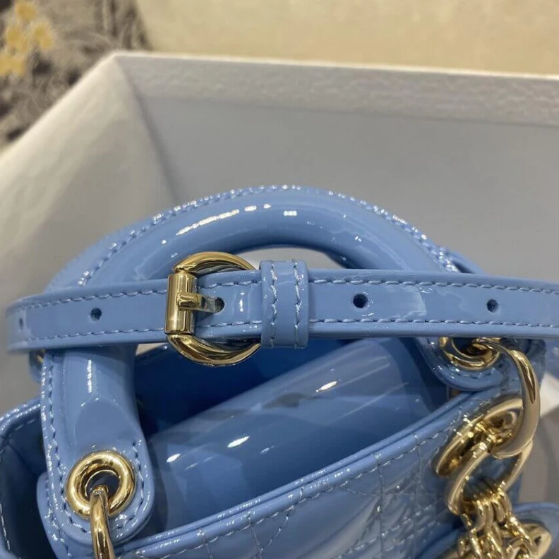 Louis vuitton locations 'D.I.O.R. Christian Dior Micro Lady Dior Bag Cornflower Blue Patent Cannage Calfskin