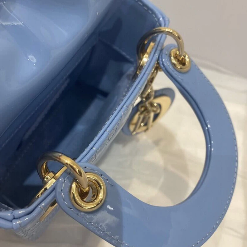 Louis vuitton locations 'D.I.O.R. Christian Dior Micro Lady Dior Bag Cornflower Blue Patent Cannage Calfskin