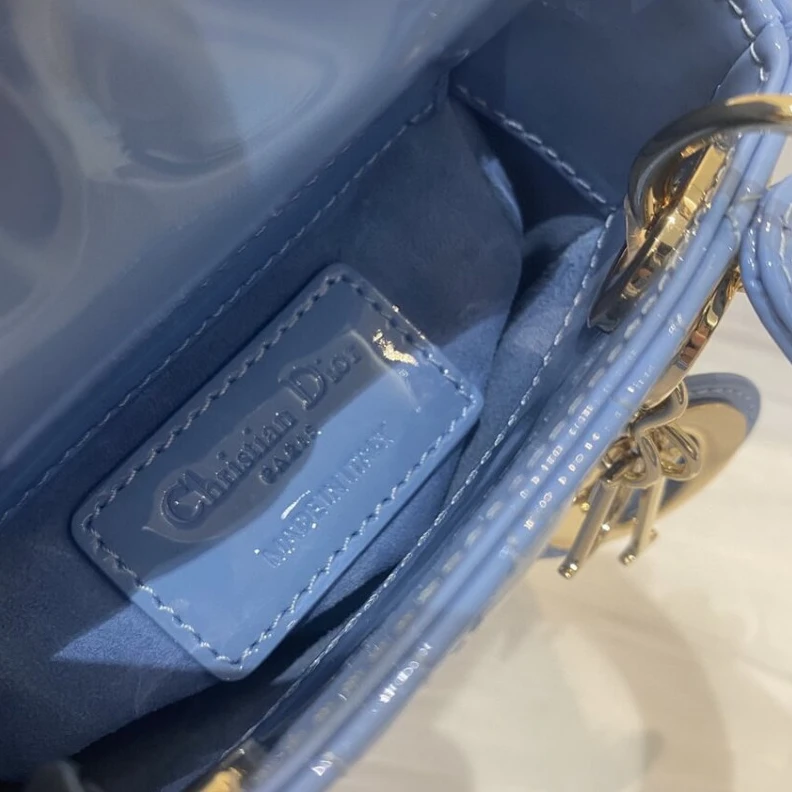 Louis vuitton locations 'D.I.O.R. Christian Dior Micro Lady Dior Bag Cornflower Blue Patent Cannage Calfskin