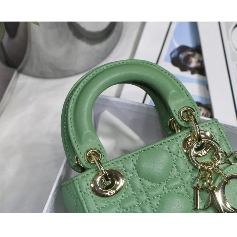 Replica bags The Lady D Christian Dior Micro Lady Dior Bag Green Cannage Lambskin