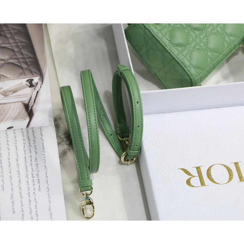 Replica bags The Lady D Christian Dior Micro Lady Dior Bag Green Cannage Lambskin
