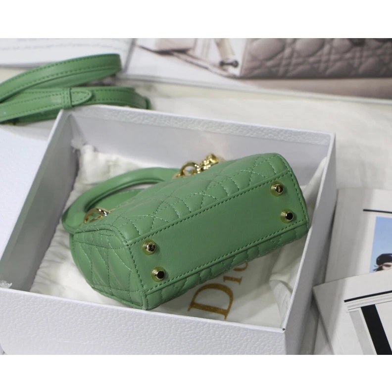Replica bags The Lady D Christian Dior Micro Lady Dior Bag Green Cannage Lambskin