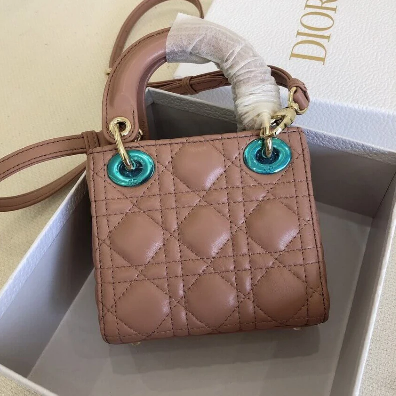 Shop shoulder bags Removable Christian Dior Micro Lady Dior Bag Pink Cannage Lambskin