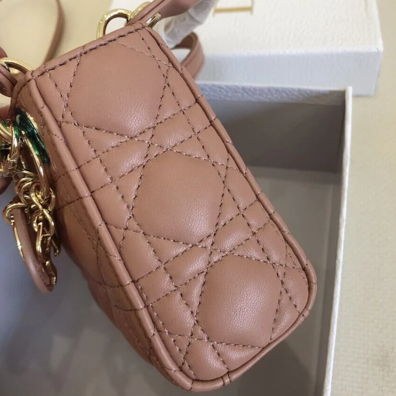 Shop shoulder bags Removable Christian Dior Micro Lady Dior Bag Pink Cannage Lambskin
