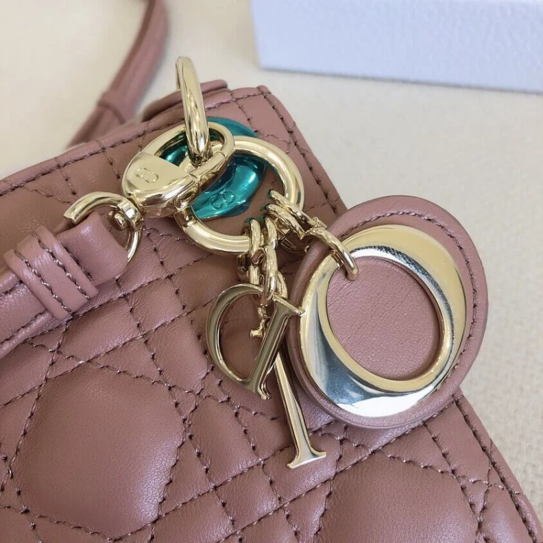 Shop shoulder bags Removable Christian Dior Micro Lady Dior Bag Pink Cannage Lambskin