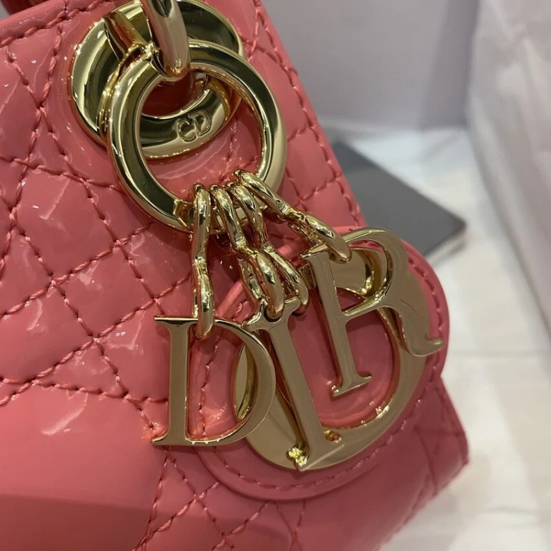 Replica bags lv 1 interio Christian Dior Micro Lady Dior Bag Pink Patent Cannage Calfskin