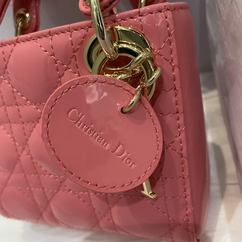 Replica bags lv 1 interio Christian Dior Micro Lady Dior Bag Pink Patent Cannage Calfskin