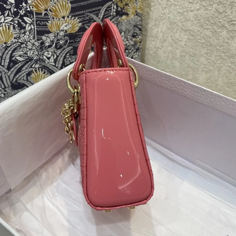 Replica bags lv 1 interio Christian Dior Micro Lady Dior Bag Pink Patent Cannage Calfskin