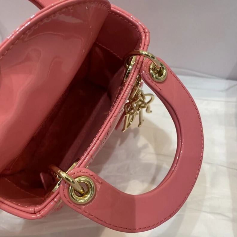 Replica bags lv 1 interio Christian Dior Micro Lady Dior Bag Pink Patent Cannage Calfskin