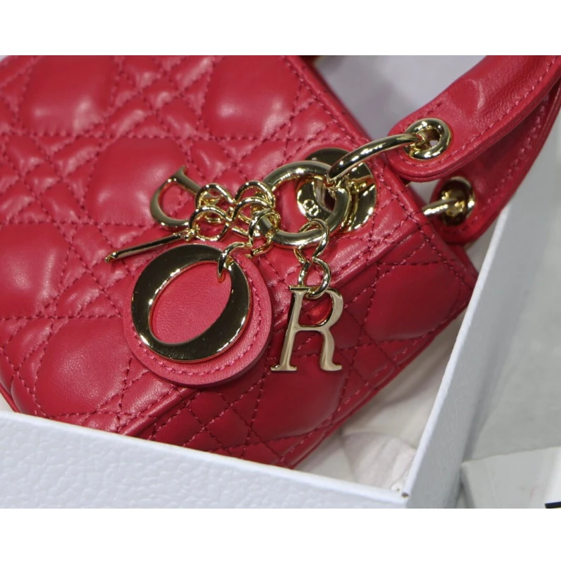 Lv belts replica 1 interio Christian Dior Micro Lady Dior Bag Red Cannage Lambskin