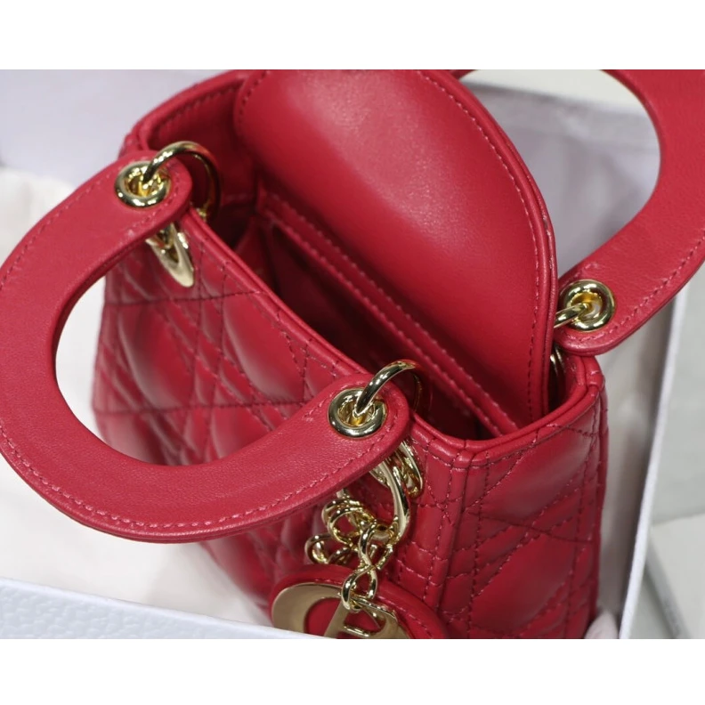 Lv belts replica 1 interio Christian Dior Micro Lady Dior Bag Red Cannage Lambskin