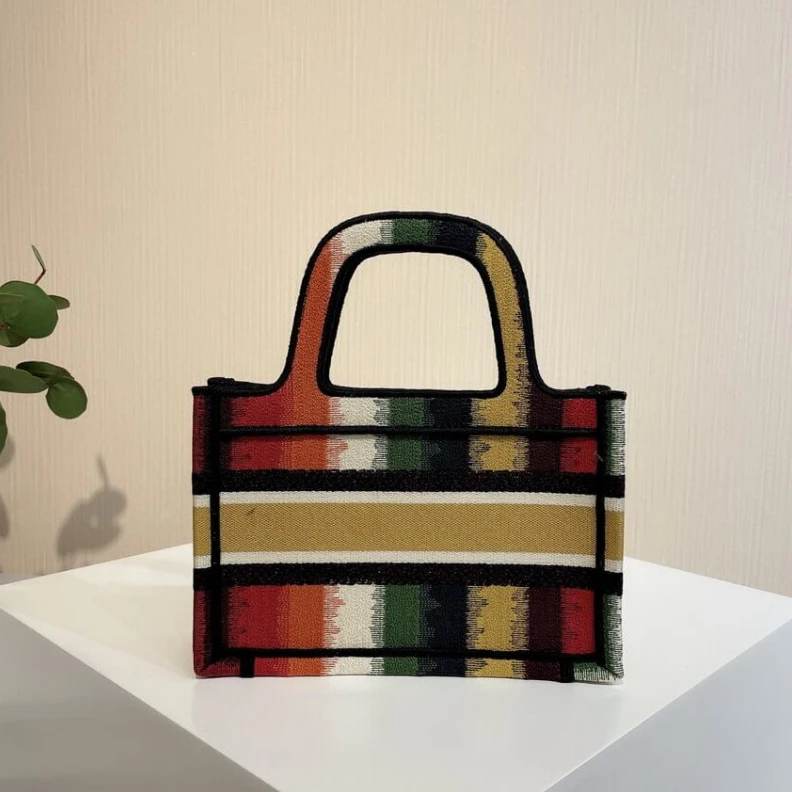 Replica bags Can be ca Christian Dior Mini Book Tote Multicolor D-Stripes Embroidery