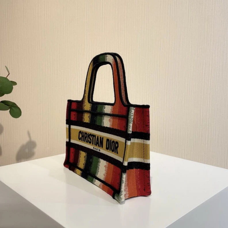 Replica bags Can be ca Christian Dior Mini Book Tote Multicolor D-Stripes Embroidery