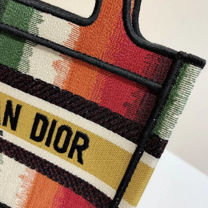Replica bags Can be ca Christian Dior Mini Book Tote Multicolor D-Stripes Embroidery