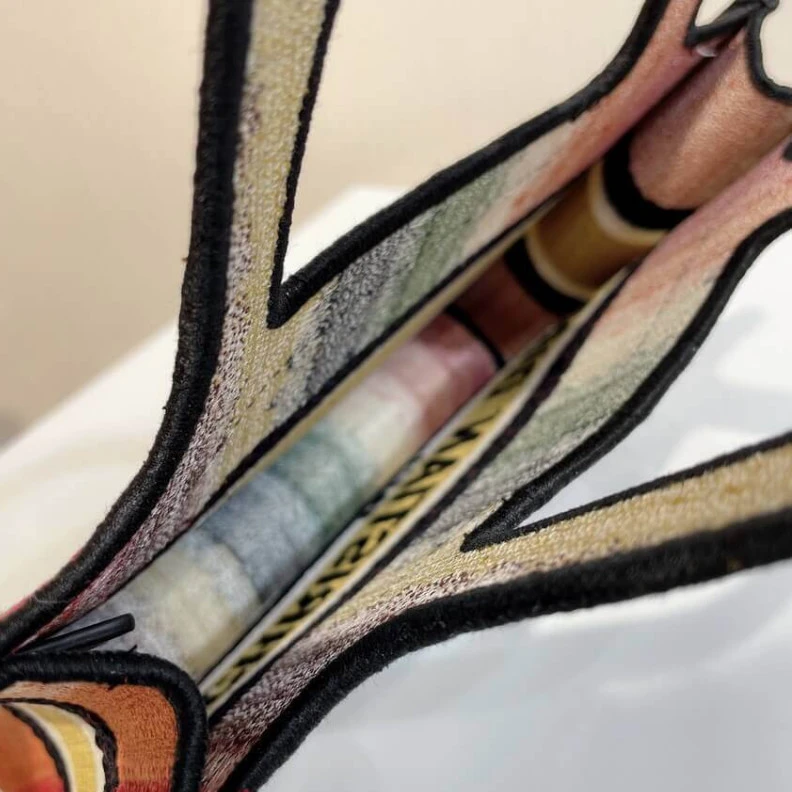 Replica bags Can be ca Christian Dior Mini Book Tote Multicolor D-Stripes Embroidery
