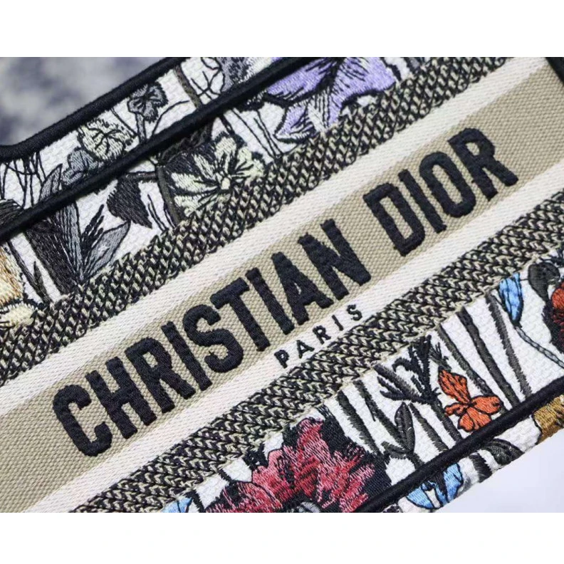 Top lv Can be ca Christian Dior Mini Book Tote Multicolor Mille Fleurs Embroidery