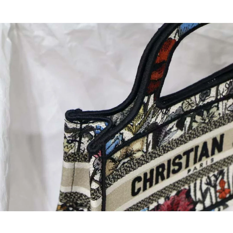Top lv Can be ca Christian Dior Mini Book Tote Multicolor Mille Fleurs Embroidery