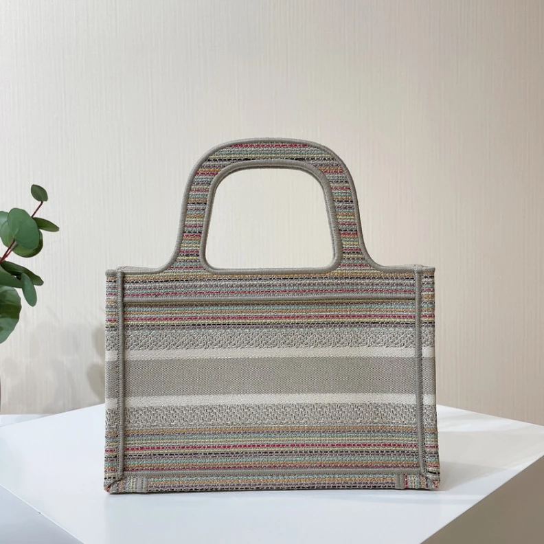 Replica bags Can be ca Christian Dior Mini Book Tote Multicolor Striped Embroidery