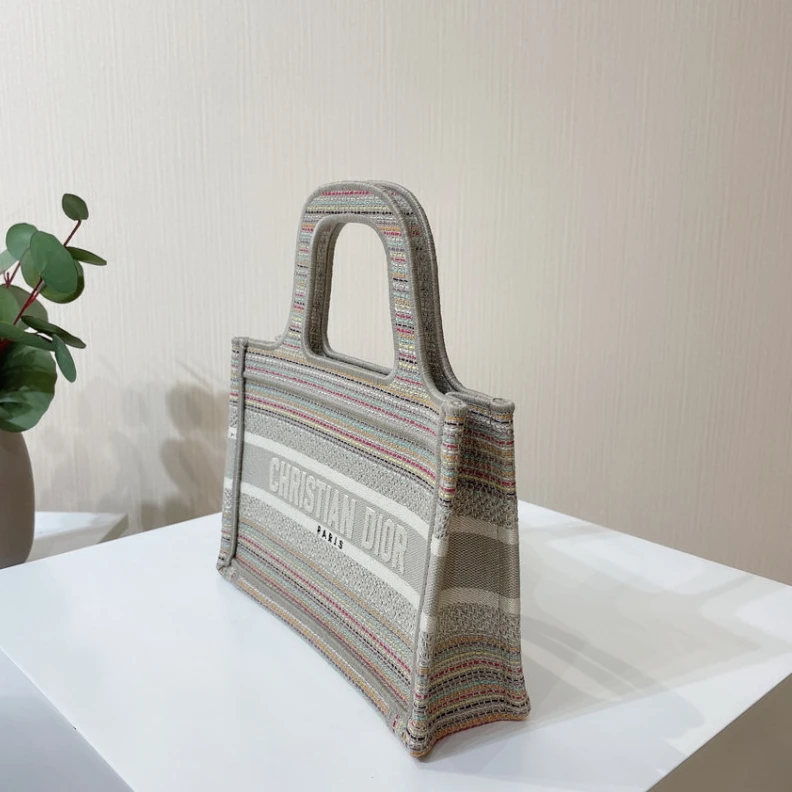 Replica bags Can be ca Christian Dior Mini Book Tote Multicolor Striped Embroidery