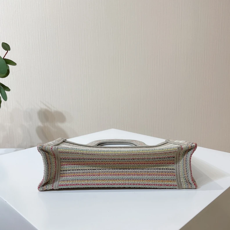 Replica bags Can be ca Christian Dior Mini Book Tote Multicolor Striped Embroidery