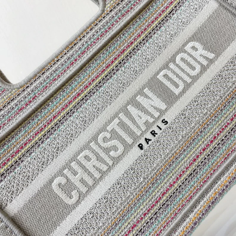 Replica bags Can be ca Christian Dior Mini Book Tote Multicolor Striped Embroidery