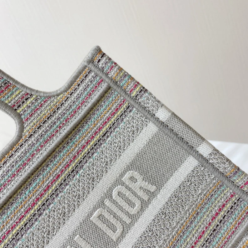 Replica bags Can be ca Christian Dior Mini Book Tote Multicolor Striped Embroidery