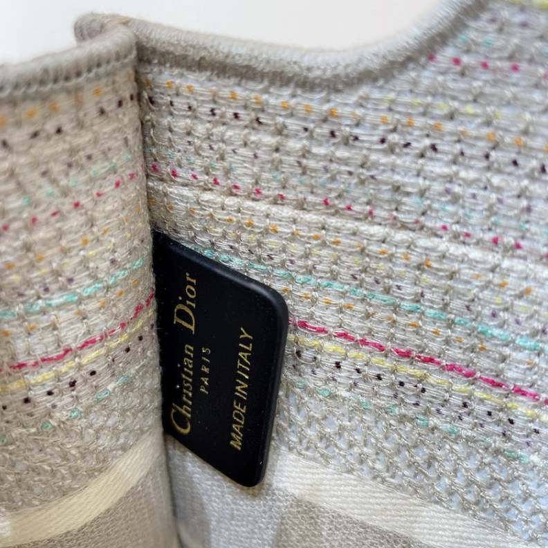 Replica bags Can be ca Christian Dior Mini Book Tote Multicolor Striped Embroidery