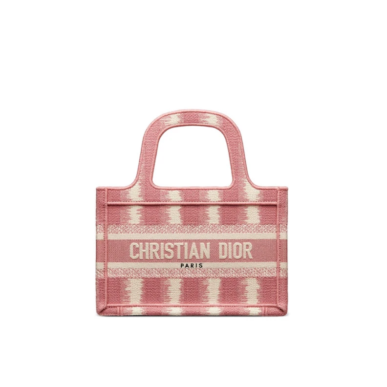 A Maria Gr Christian Dior Mini Book Tote Pink D-Stripes Embroidery