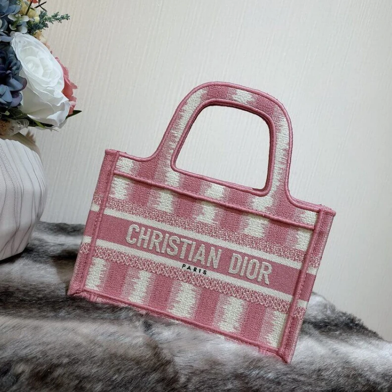 Replica bags A Maria Gr Christian Dior Mini Book Tote Pink D-Stripes Embroidery