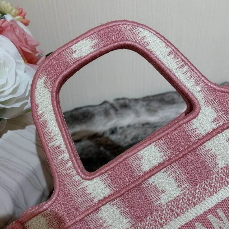 Replica bags A Maria Gr Christian Dior Mini Book Tote Pink D-Stripes Embroidery
