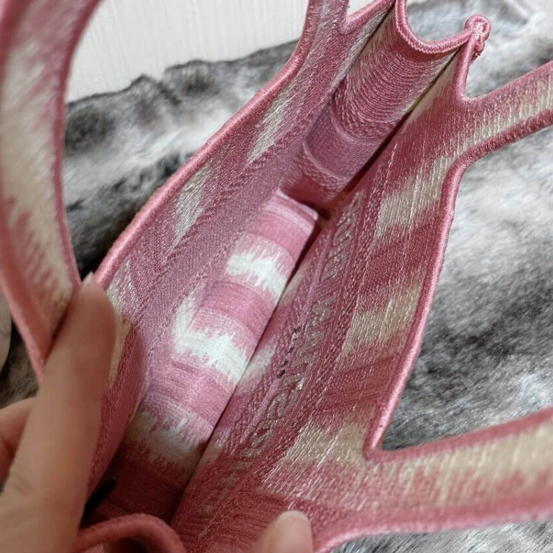 Replica bags A Maria Gr Christian Dior Mini Book Tote Pink D-Stripes Embroidery
