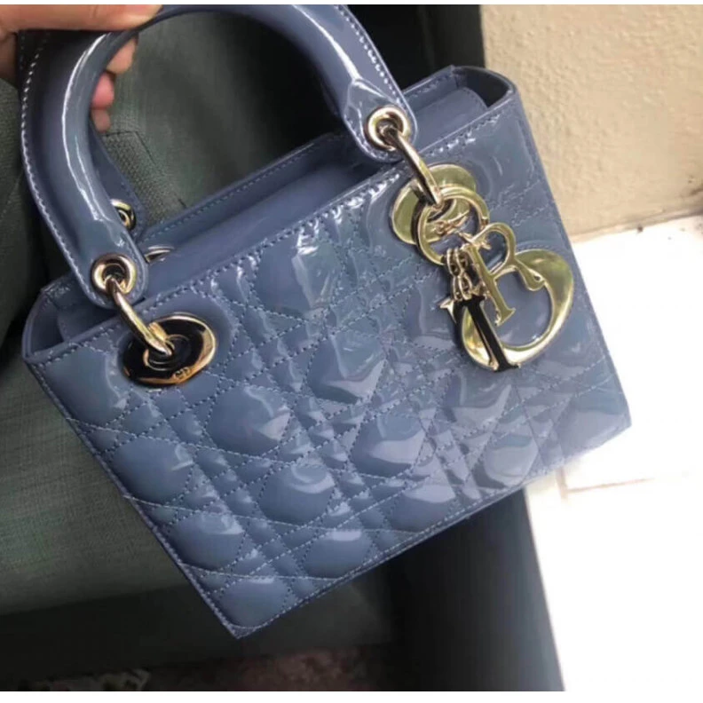 High quality replica bags The bag m Christian Dior Mini Lady Dior Bag Blue Patent Cannage Calfskin