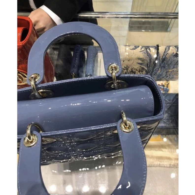 High quality replica bags The bag m Christian Dior Mini Lady Dior Bag Blue Patent Cannage Calfskin