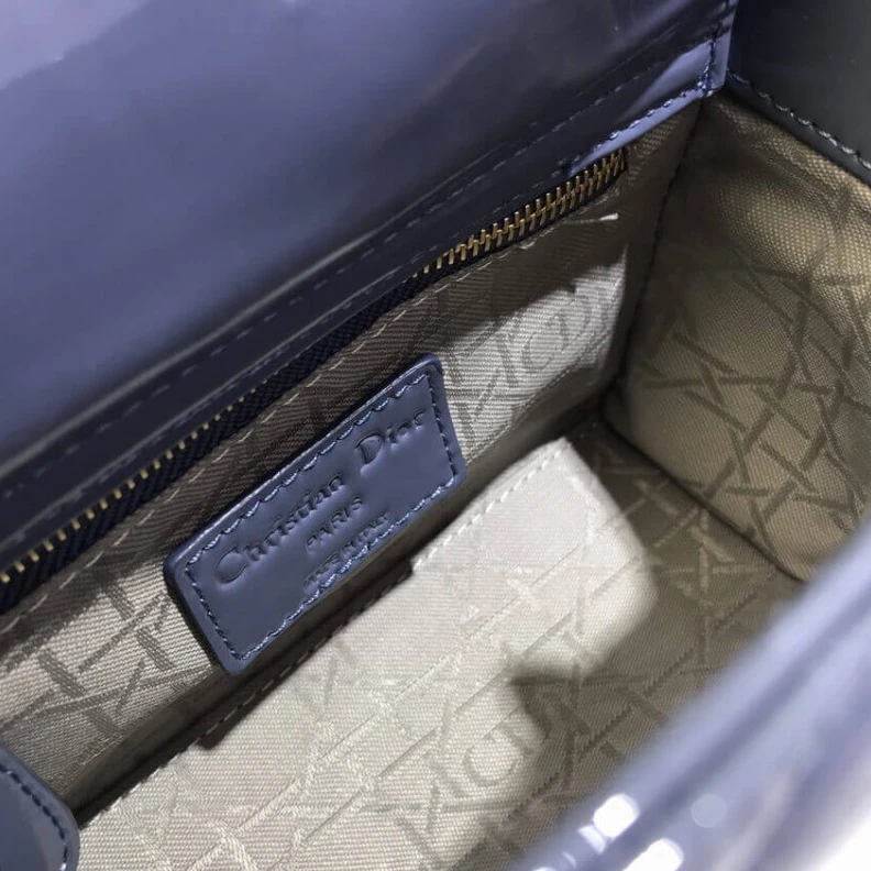 High quality replica bags The bag m Christian Dior Mini Lady Dior Bag Blue Patent Cannage Calfskin