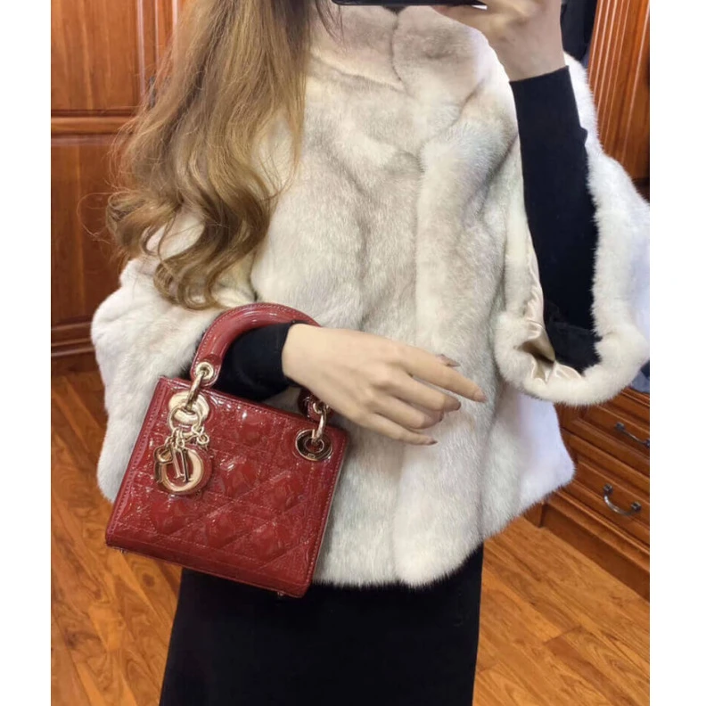Replica valentino bags Removable Christian Dior Mini Lady Dior Bag Burgundy Patent Cannage Calfskin