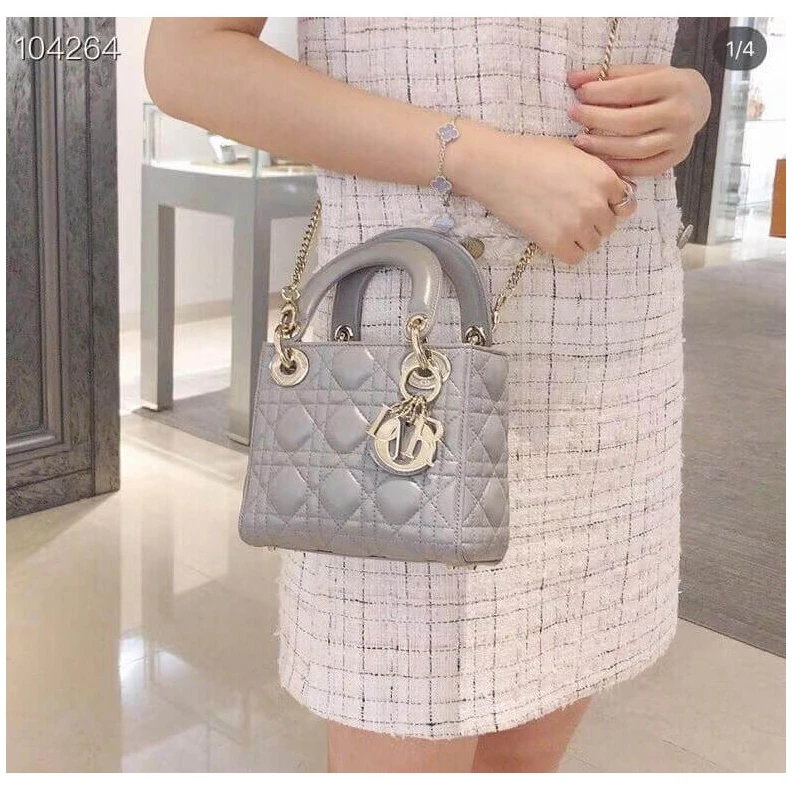 Replica bags 17 x 15 x Christian Dior Mini Lady Dior Bag Grey Cannage Lambskin