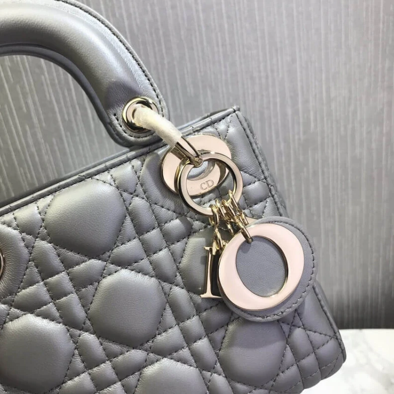Replica bags 17 x 15 x Christian Dior Mini Lady Dior Bag Grey Cannage Lambskin