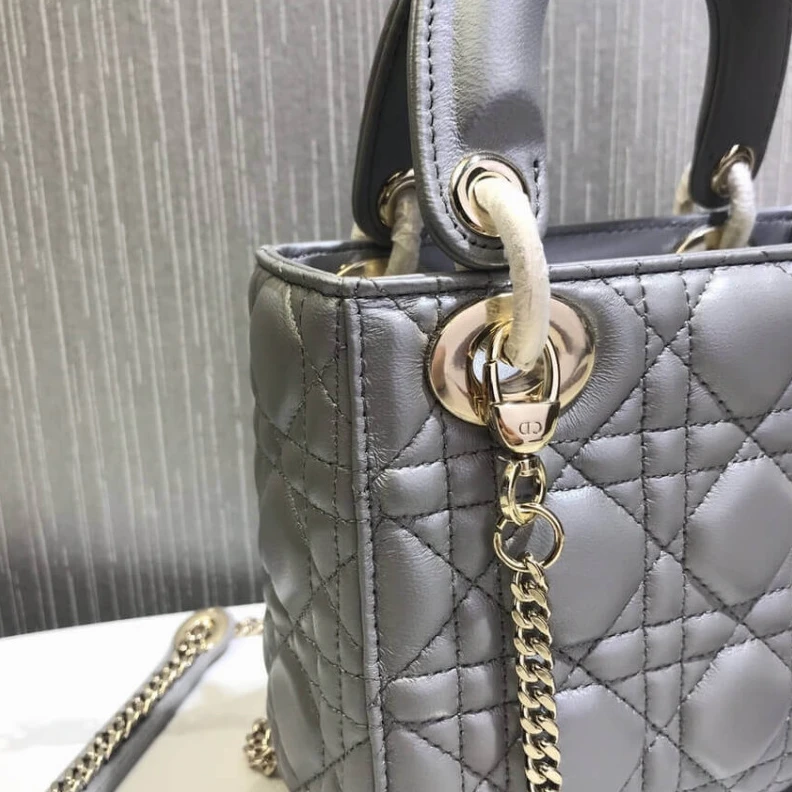 Replica bags 17 x 15 x Christian Dior Mini Lady Dior Bag Grey Cannage Lambskin