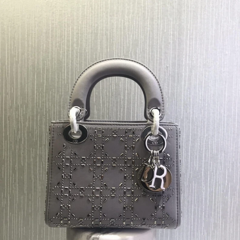 Replica bags The bag m Christian Dior Mini Lady Dior Bag Metallic Calfskin with Platinum Beaded Cannage Embroidery