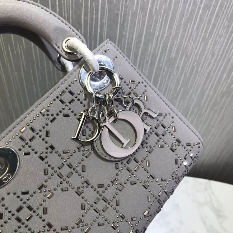 Replica bags The bag m Christian Dior Mini Lady Dior Bag Metallic Calfskin with Platinum Beaded Cannage Embroidery