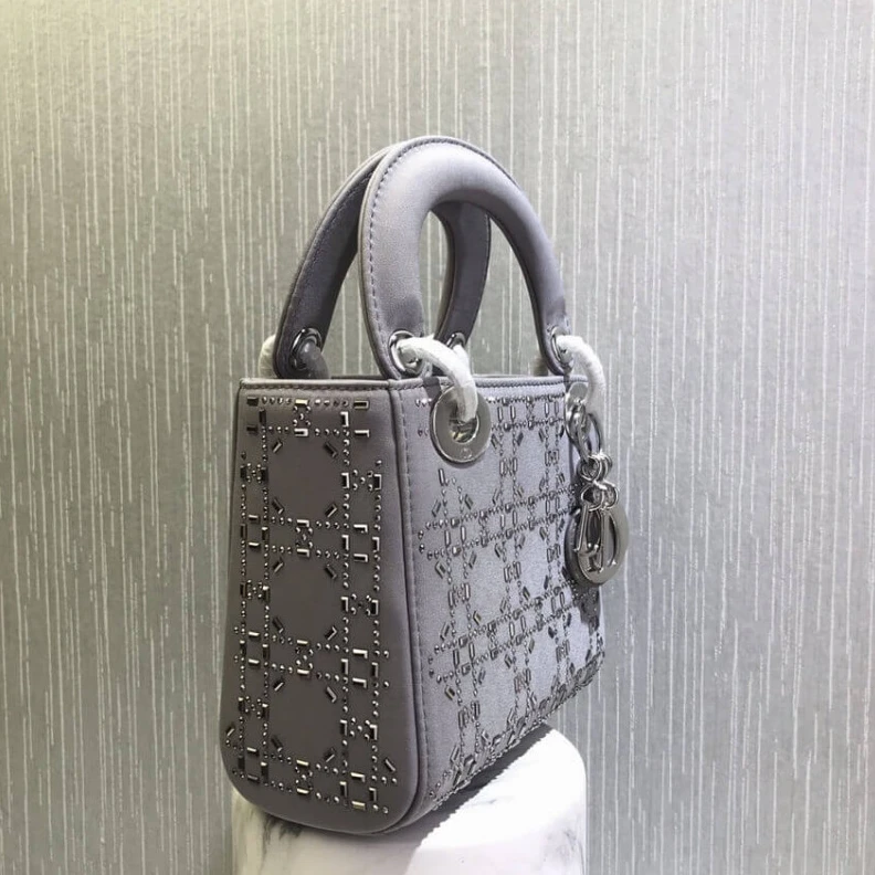 Replica bags The bag m Christian Dior Mini Lady Dior Bag Metallic Calfskin with Platinum Beaded Cannage Embroidery