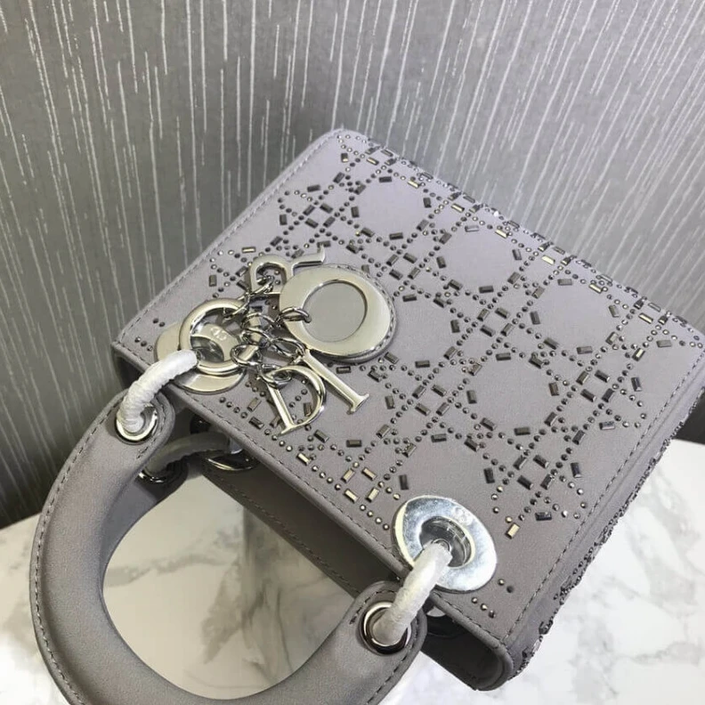 Replica bags The bag m Christian Dior Mini Lady Dior Bag Metallic Calfskin with Platinum Beaded Cannage Embroidery