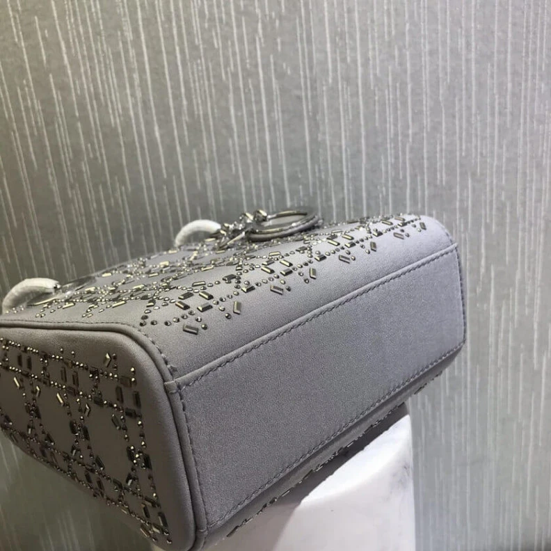 Replica bags The bag m Christian Dior Mini Lady Dior Bag Metallic Calfskin with Platinum Beaded Cannage Embroidery