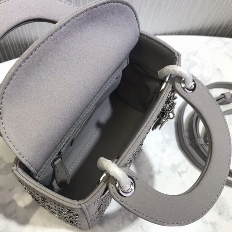 Replica bags The bag m Christian Dior Mini Lady Dior Bag Metallic Calfskin with Platinum Beaded Cannage Embroidery